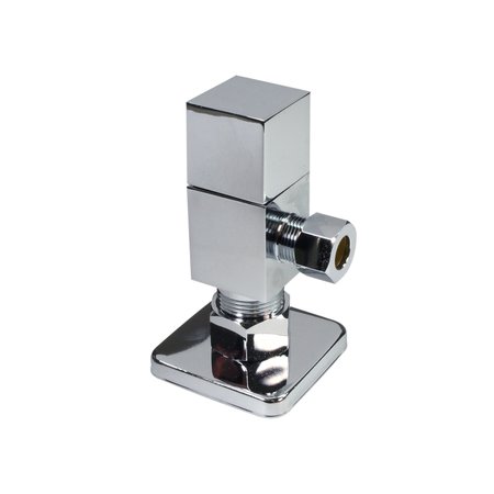 WESTBRASS Square, Brass Toilet Kit 1/4-Turn Round Angle Stop 1/2" Copper x 3/8" Comp in Polished Chrome D105QS-26